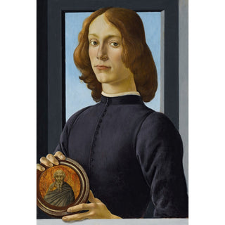 Reproduction Portrait d'un jeune homme tenant un médaillon - Sandro Botticelli